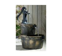Solar Powered 2 Tier Water Pump Barrel Fountain Garden Decor Patio