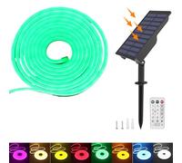 Solar Powered 24V LED Neon Flex Strip IP65 Waterproof Silicone Light with 1.5W Rechargeable USB Solar Controller for Garden Outdoor Yard Party Decoration.
