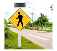 Solar Powered 2PCS Pedestrian Sign IP65 Aluminum 24x24in Reflective Film