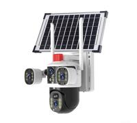 Solar Powered 8MP Outdoor Security Camera with Dual Lens and 360 Degree View, IP66 Waterproof for Year Round Use (White)