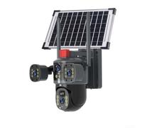 Solar Powered 8MP Outdoor Security Camera with Dual Lens and 360 Degree View, IP66 Waterproof for Year Round Use (Black)