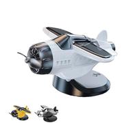 Solar Powered Airplane Car Ornament, Car Dashboard Aircraft Model with Propeller, Solar Rotary Airplane for All car decorations, Offices, and Homes, Perfect for Any Sunny spot (White)