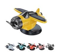 Solar Powered Airplane Shaped Car Ornaments, Solar Airplane for Car Dashboard, Cars Center Console Model, The Dashboard Drifts and rotates The Airplanes Ornaments for Interior Dashboards (Yellow)