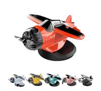 Solar Powered Airplane Shaped Car Ornaments, Solar Airplane for Car Dashboard, Cars Center Console Model, The Dashboard Drifts and rotates The Airplanes Ornaments for Interior Dashboards (Orange)
