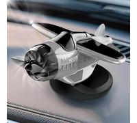 Solar Powered Airplane Shaped Car Ornaments,Solar Powered Airplane for Car,Aircraft Model Interior Decor Auto Propeller Airplane Display Motion Activated Vehicle Decoration (grey)
