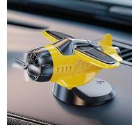 Solar Powered Airplane Shaped Car Ornaments,Solar Powered Airplane for Car,Aircraft Model Interior Decor Auto Propeller Airplane Display Motion Activated Vehicle Decoration (yellow)