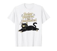 Solar Powered and Unbothered Relaxed Cat Value Graphic T-Shirt