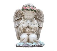 Solar Powered Angel Garden Statue, Praying Angel Hand Cast Stone Angel Garden Ornament For Outdoor, Lawn, Courtyard, Terrace