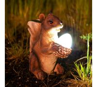 Garden Mile Solar Squirrel Garden Ornament with Glowing Acorn Unique Gift Idea, Festive Solar Lights Outdoor Garden Statue for Lawn, Patio & Balcony Decor, Perfect Present for Grandparents