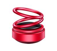 Solar Powered Aromatherapy Diffusers Portable Double Ring Car Aromatherapy Rotating Suspension Car Decoration Accessories (Red)