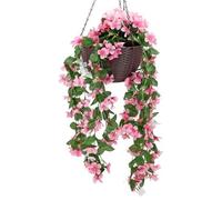 Solar Powered Artificial Floral Hanging Basket Perfect For Decorate Your Garden