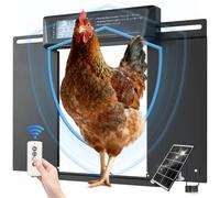 Solar-Powered Auto Chicken Coop Door, Aluminum 4-Mode Horizontal Twin-Door w/Timer & Light Sensor. Smart Auto Door w/Remote, Anti-Pinch Tech, Easy Program.