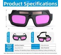 Solar Powered Auto-Darkening Glasses No for battery Solar Powered | 0.1ms for rapid darkening, solar charged, blocks sparks, clear view, eye safety