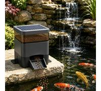 Solar Powered Auto Fish Feeder, 4L Capacity Programmable Timer for Ponds, Moisture-Proof Outdoor Dispenser