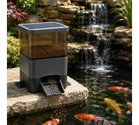 Solar Powered Auto Fish Feeder, 4L Capacity Programmable Timer for Ponds, Moisture-Proof Outdoor Dispenser