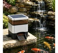 Solar Powered Auto Fish Feeder, 4L Capacity Programmable Timer for Ponds, Moisture-Proof Outdoor Dispenser