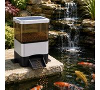 Solar Powered Auto Fish Feeder, 4L Capacity Programmable Timer for Ponds, Moisture-Proof Outdoor Dispenser