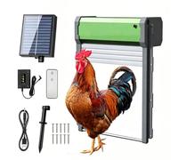 Solar Powered Automatic Chicken Coop Door, Anti-Pinch Roll-up Chicken Door | Weatherproof Smart Anti-Pinch Safety Auto Door, Large Size, Timer/Manual Mode, Remote Control, for Chickens, Ducks & Geese