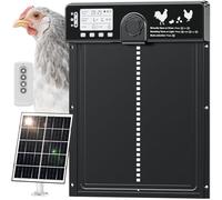 Solar Powered Automatic Chicken Coop Door with 4 Mode LCD Display, 49ft Remote Control, Timer, Light Sensor, USB-C Charger, Weatherproof Aluminum Alloy Door Applicable to Poultry Duck Chicken Coop