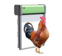 Solar Powered Automatic Chicken Coop Door with Light Sensor, Remote Control, Timer, Weatherproof Roller Shutter for Farm and Home Use