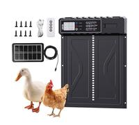 Solar-Powered Automatic Chicken Coop Door with Timed Manual Anti-Pinch Functions IPX3 Waterproof Remote Control Included Aluminum Alloy for Predator