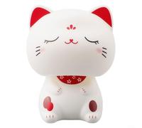 Solar-Powered Automatic Nodding Cat Ornament for Car Windshield, Home or Office Decoration, Plastic Lucky Cat Figurine, 8.7 x 6.8 x 6.2 cm, White(B)
