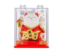 Solar Powered Automatic Waving Lucky Cat Ornament for Car and Office Decoration with Energy Conversion Technology (Red)