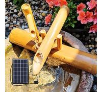 Solar Powered Bamboo Fountain, Handmade Japanese Garden Waterfall Nozzle for Outdoor Decor, Eco-Friendly Water Feature