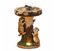 Gardenwize Solar Owl Garden Bird Bath with LED Light in Brown Gardenwize Brown