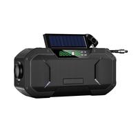 Solar-Powered Bluetooth Speaker with Hand Crank, AM/FM/Weather Radio, Flashlight, Compass, Portable Emergency Survival Radio for Outdoor Camping Hiking