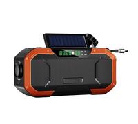 Solar-Powered Bluetooth Speaker with Hand Crank, AM/FM/Weather Radio, Flashlight, Compass, Portable Emergency Survival Radio for Outdoor Camping Hiking