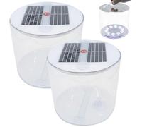 Solar Powered Camping Lantern, 2PCS Waterproof Inflatable LED Light with Handle for Emergency and Outdoor Activities