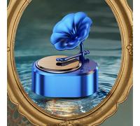 Solar Powered Car Air Freshener Diffuser With Rotating Phonograph Design, Vintage Record Player Style Dashboard Ornament, Gold Gardenia(blue profound)