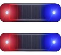 Solar Powered car Alarm System, Emergency Strobe Light Strip,Ultra mini Solar Warning Flashfor Bike Motorcycles SUV Truck Vehicle Night Driving (Red/Blue, 2Pack)
