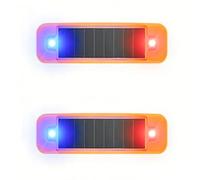 Solar Powered car Alarm System, Emergency Strobe Light Strip,Ultra mini Solar Warning Flashfor Bike Motorcycles SUV Truck Vehicle Night Driving (Red/Blue, 2Pack)