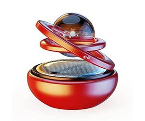 Solar Powered Car Aroma Diffuser, Rotating Dashboard Ornament with Refillable Pad, Ocean Fragrance, Black