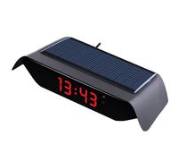 Solar Powered Car Clock Noctilucence Electronic Dashboard Timepiece With Temperature Date Display For Auto Enthusiasts Time Reference