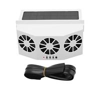 Solar Powered Car Cooler with 3 Fans, Wide Angle Exhaust Ventilation Fan for Auto, Energy Saving Air Cooler Deodorant System for Hot Cars, White
