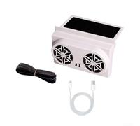 Solar Powered Car Window Fan with Dual Energy Sources for Improved Airflow and Thermal Comfort (White)