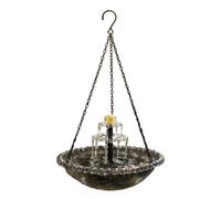 Solar Powered Cascade Hanging Bird Bath Fountain, Hanging Birdbath with Glass Bowl & Solar Pump, Weatherproof Outdoor Water Fountain for Garden Patio Porch, Attracts Hummingbirds & Wild Birds