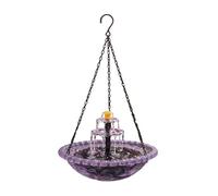 Solar Powered Cascade Hanging Bird Bath Fountain, Hanging Birdbath with Glass Bowl & Solar Pump, Weatherproof Outdoor Water Fountain for Garden Patio Porch, Attracts Hummingbirds & Wild Birds