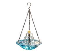 Solar Powered Cascade Hanging Bird Bath Fountain, Hanging Birdbath with Glass Bowl & Solar Pump, Weatherproof Outdoor Water Fountain for Garden Patio Porch, Attracts Hummingbirds & Wild Birds