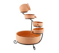 Solar-Powered Cascading Terracotta Water Feature With Battery Backup