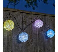 Solar Powered Chinese Style Lantern String Lights - Weatherproof Colourful Outdoor Garden Orb Shaped Led Festoon Lighting - L4.7M