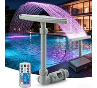 Solar Powered Crescent Pool Fountain With LED Lights and Remote, 360° Adjustable Decor Lamp Spray Dual Jet Water Color For B