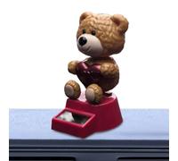 Solar Powered Dancing Bear - 11cm Car Dashboard Bóbble ď Decoration | Shaking Head Desk Toy | No Batteries Required, A Fun Accessory For Auto Interiors, Home, Or The Office, And A Gift For Kids