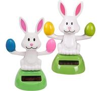 Solar Powered Dancing Figures, Creative Bunny Holding Eggs Car Shaking Head Dashboard Bobblehead, Car Solar Power Cartoon Rabbit Desk Decors, Car Accessories (2pcs)
