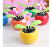 Solar Powered Dancing Flower Decor Set with Autonomous Swing Bubble Head Fun Bobble Desk and Car Ornament ABS Plastic Random Styles 4 Pack Indoor