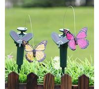 Solar Powered Dancing Fluttering Butterflies, Flying Hummingbird Patio Lawn Ornament, Colorful Vibration Simulation Bird Home Garden Pots Decoration (Butterfly)