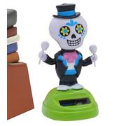 Solar Powered Dancing Ornament - Wiggling Skeleton Figurine Toy, Auto Swing Bobble Doll, Light Energy Operated Decoration, Funny Spooky Accessory | Halloween Desk Decor for Car, Office, Window